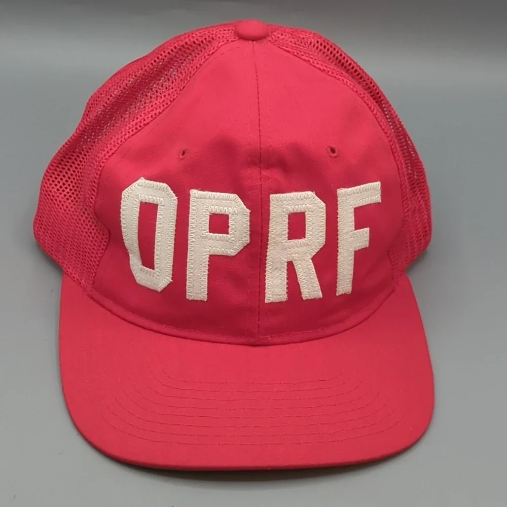 Vintage OPRF Huskie Booster Club Hat Cap Red Snapback Twin City OSFA Mesh Back